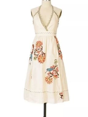 ANTHROLOLOGIE LITHE Necter Bird Embroidered Halter 2